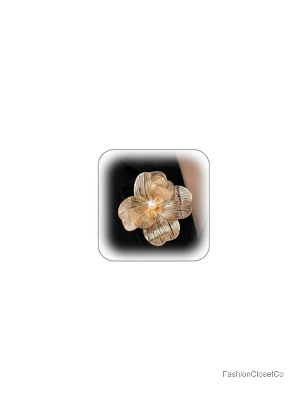 Large Gold Layered Flower Brooch Filigree Lapel Pin Faux Pearl Statement